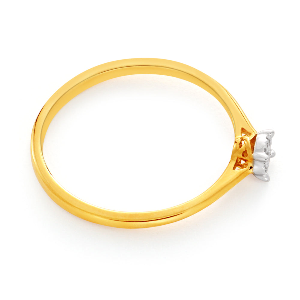 9ct Yellow Gold Ring With 0.05 Carats Of Diamonds and Infinity Detail on Side Profile