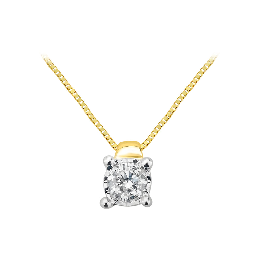 9ct Yellow Gold Lovely Diamond Pendant With 45cm Chain