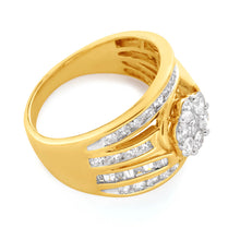 Load image into Gallery viewer, 9ct Yellow Gold 2 Carat Diamond Ring with Beautiful Brilliant and Tapered Diamonds