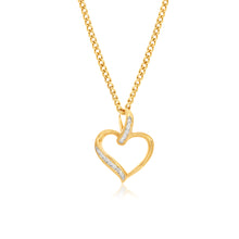 Load image into Gallery viewer, 9ct Yellow Gold Diamond Heart Pendant with 12 Brilliant Diamonds