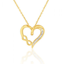 Load image into Gallery viewer, 9ct Yellow Gold Diamond Infinity Heart Pendant on 45cm Chain