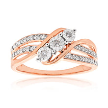 Load image into Gallery viewer, 9ct Rose Gold Ring With 23 Brilliant Cut Diamonds