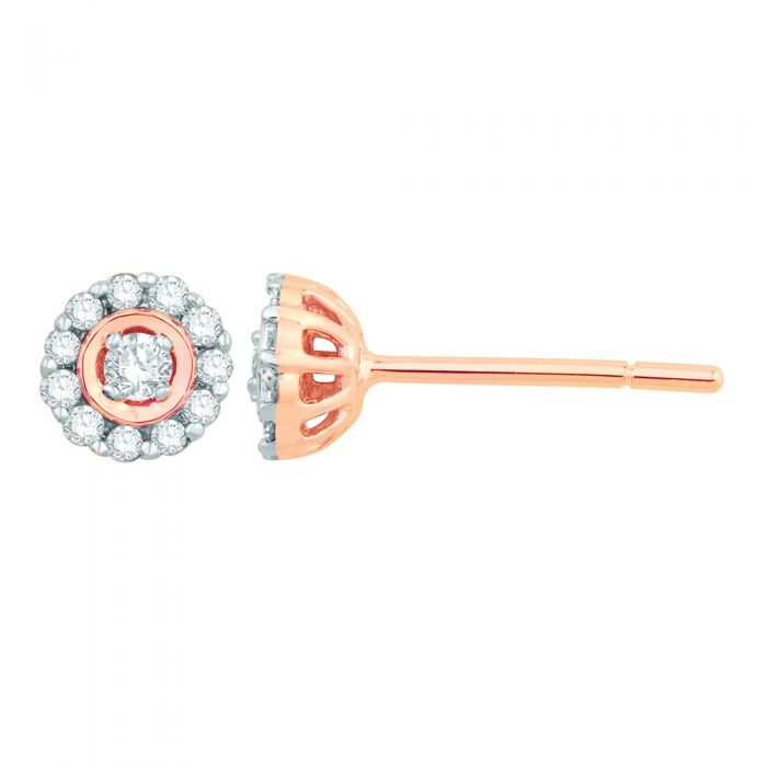 9ct Rose Gold Stud Earrings with 15 Points of Diamond