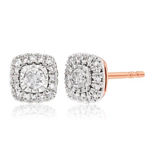 Load image into Gallery viewer, 9ct Rose Gold Stud Earrings with 1/4 Carat of Diamonds