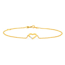 Load image into Gallery viewer, 9ct Yellow Gold Diamond Heart Adjustable Bracelet