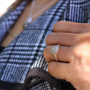 9ct Yellow Gold 1/4 Carats Of Claw Set Diamond Ring