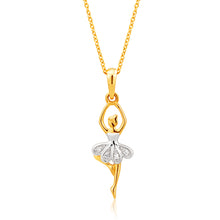 Load image into Gallery viewer, 9ct Yellow Gold Diamond Ballerina Pendant With 45cm Chain