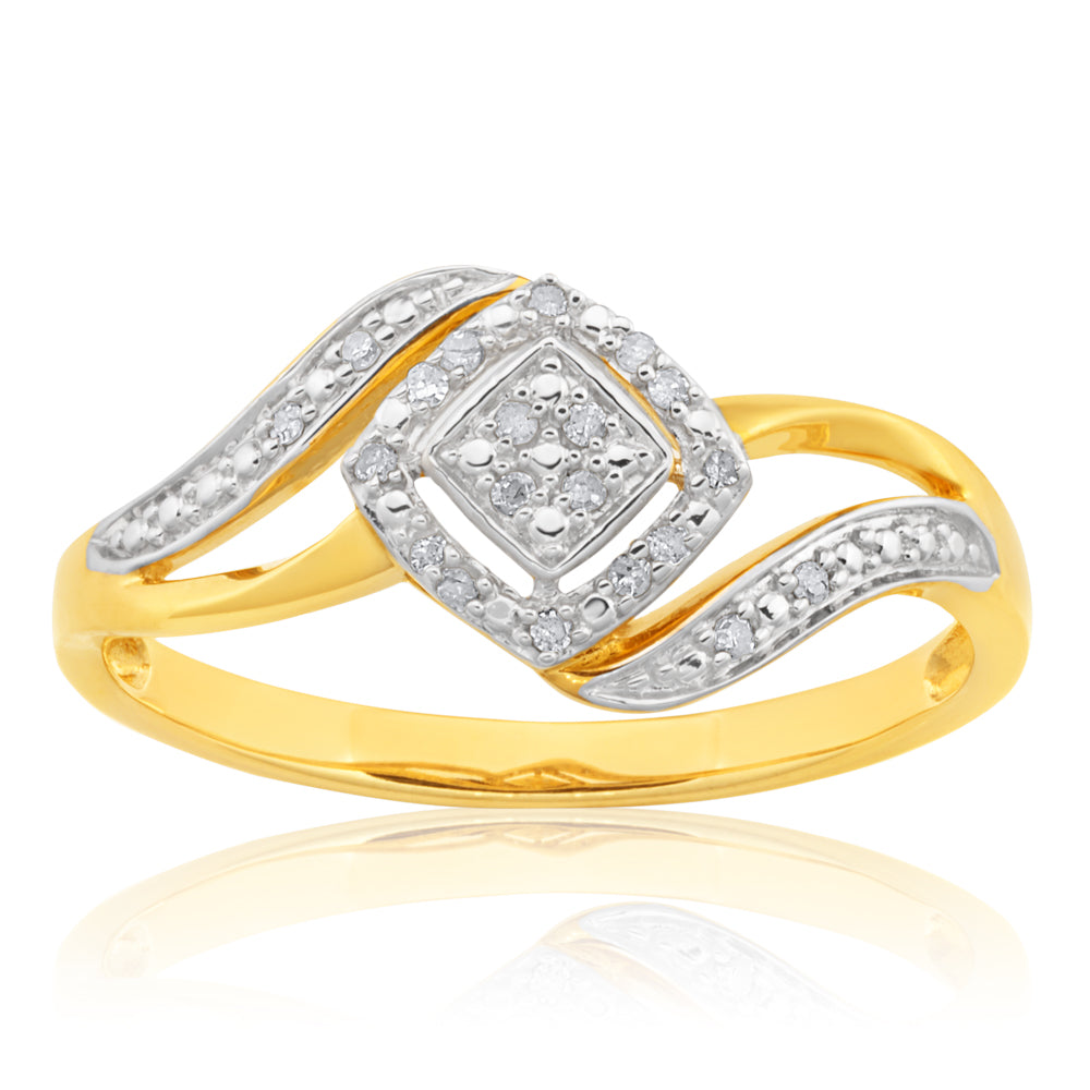 9ct Yellow Gold Diamond Ring with 20 Brilliant Cut Diamonds – Shiels ...