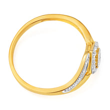 Load image into Gallery viewer, 9ct Yellow Gold Diamond Ring with 20 Brilliant Cut Diamonds