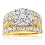 9ct Yellow Gold Ring with 2.00 Carat Diamonds