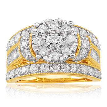 9ct Yellow Gold Ring with 2.00 Carat Diamonds
