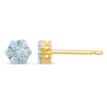 Load image into Gallery viewer, Snowflake 9ct Yellow Gold Diamond Elegant Stud Earrings