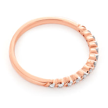 Load image into Gallery viewer, 9ct Rose Gold Diamond Ring with 13 Brilliant Cut Diamonds and Rhodium Plated Claws