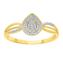 Load image into Gallery viewer, 9ct Yellow Gold Pear Shaped Ring with 13 Diamonds