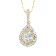 Load image into Gallery viewer, 9ct Yellow Gold 1/2 Carat Diamond Pear Shaped Pendant on 45cm Chain