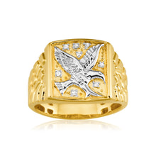 Load image into Gallery viewer, 8 Diamonds Eagle Mens Ring in 9ct Yellow Gold