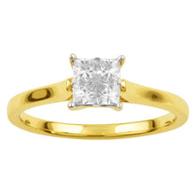 Load image into Gallery viewer, SEAMLESS LOVE  9ct Yellow Gold Princess Cut Ring with 1/2 Carat of Diamonds