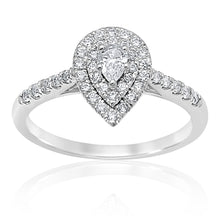 Load image into Gallery viewer, 18ct White Gold 1/2 Carat Pear Diamond Halo Ring