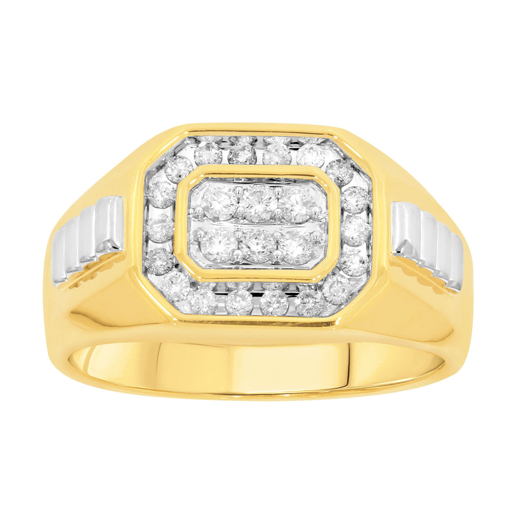 9ct Yellow Gold 1/2 Carat Diamonds Mens Ring