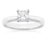 18ct 1.00 Carat Princess Certified Solitaire Diamond Ring