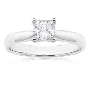 18ct 1.00 Carat Princess Certified Solitaire Diamond Ring
