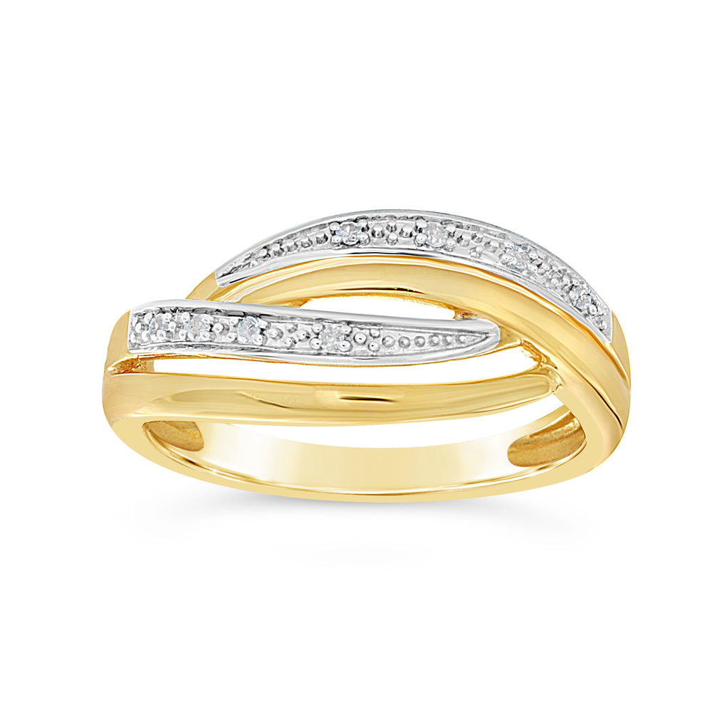 9ct Yellow Gold 0.04 Carat Diamond Ring with 8 Brilliant Cut Diamonds