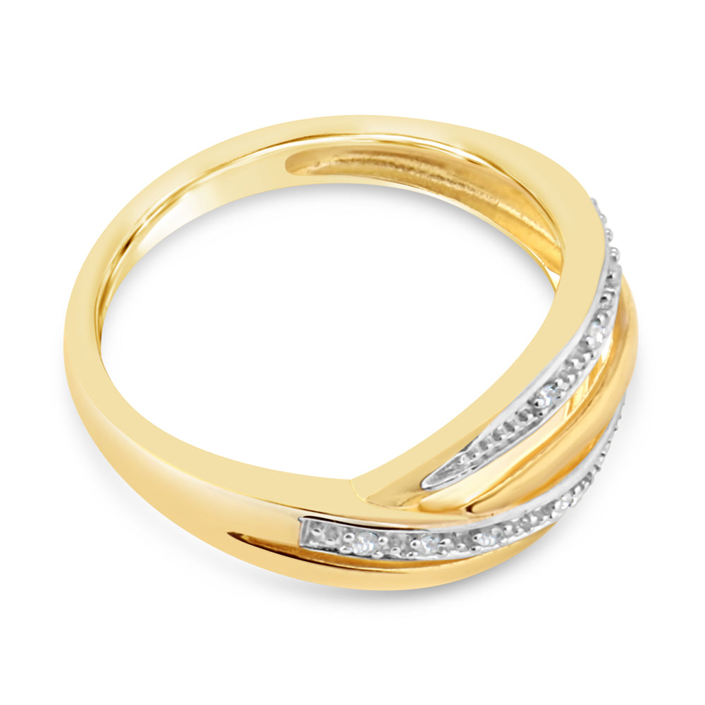 9ct Yellow Gold 0.04 Carat Diamond Ring with 8 Brilliant Cut Diamonds