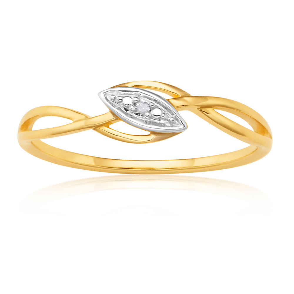 9ct Yellow Gold Diamond Ring with 1 Brilliant Cut Diamond