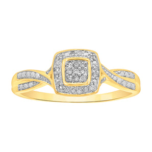 9ct Yellow Gold Ring With 21 Brilliant Cut Diamonds