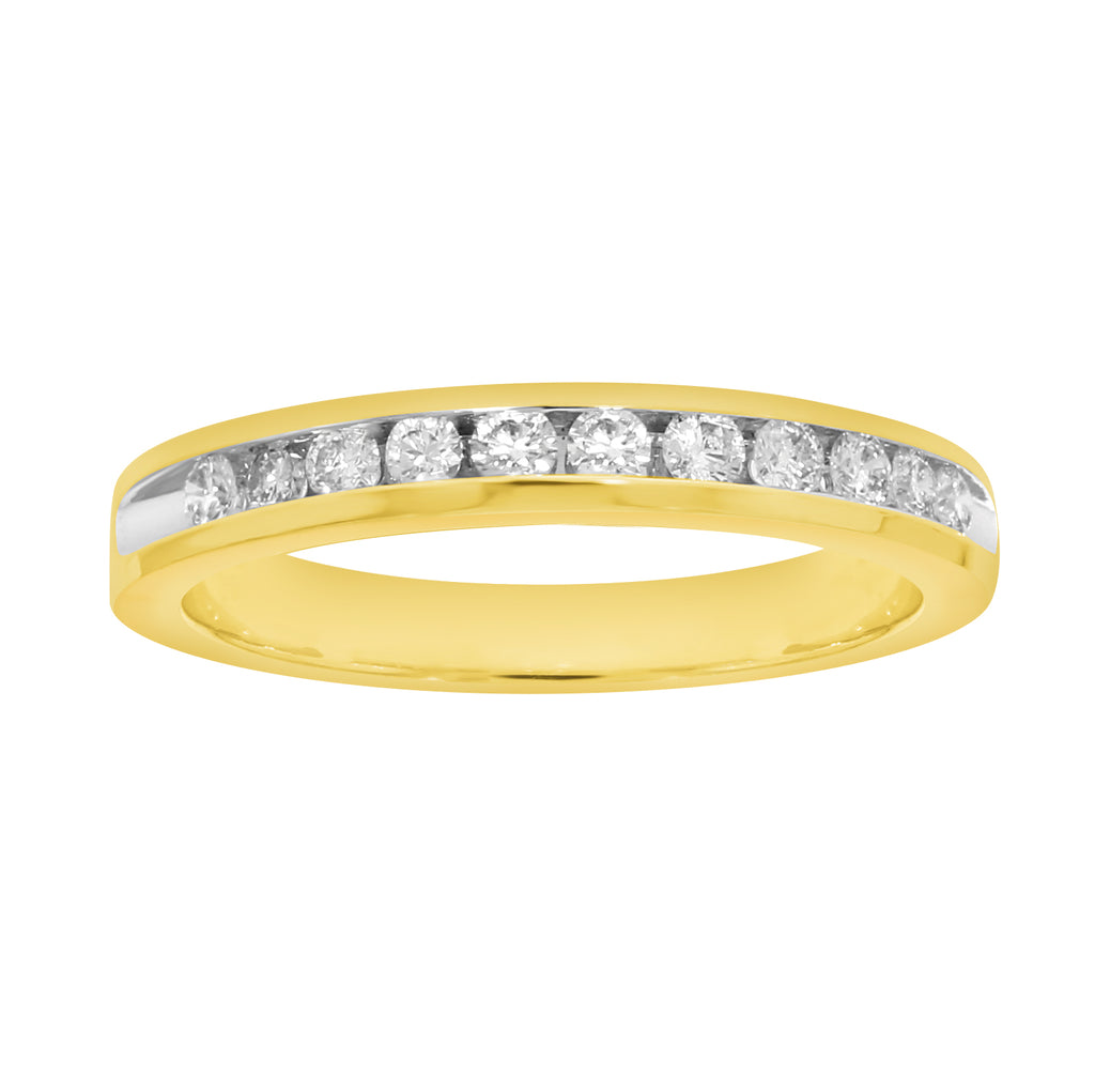 9ct Yellow Gold Diamond Ring with 1/6 Carat of 11 Brilliant Diamonds
