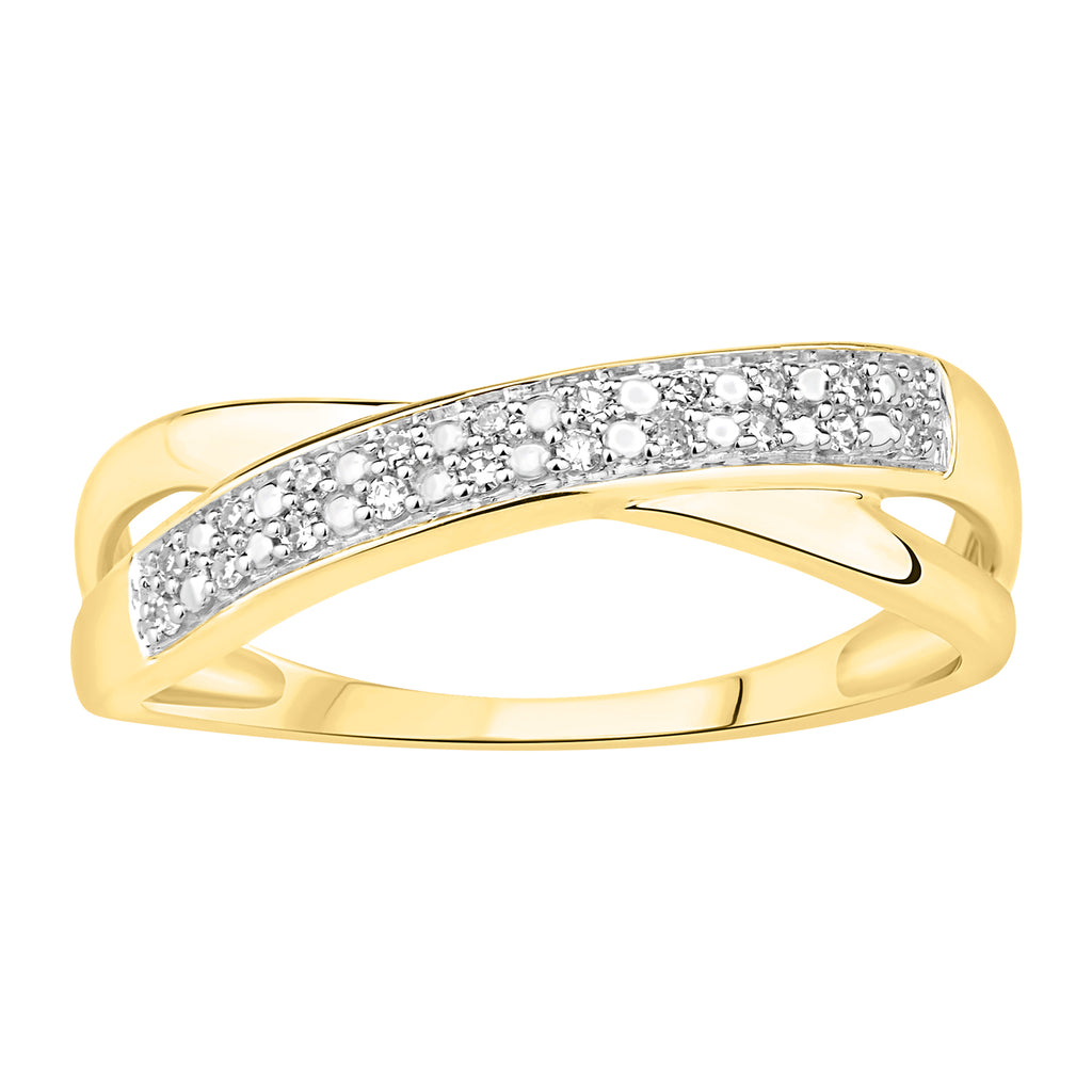 9ct Yellow Gold Diamond Ring with 8 Briliiant Diamonds
