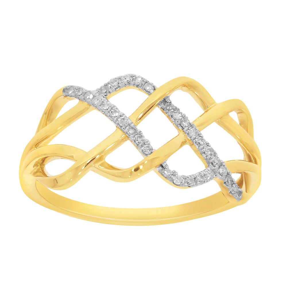 9ct Yellow Gold Diamond Ring with 30 Briliiant Diamonds
