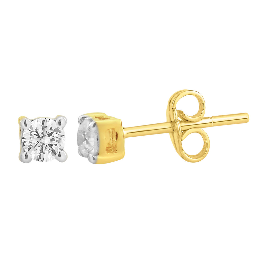 9ct Yellow Gold  0.20 Carat Diamond Stud Earrings