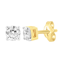 Load image into Gallery viewer, 9ct Yellow Gold 3/4 Carat Diamond Stud Earrings