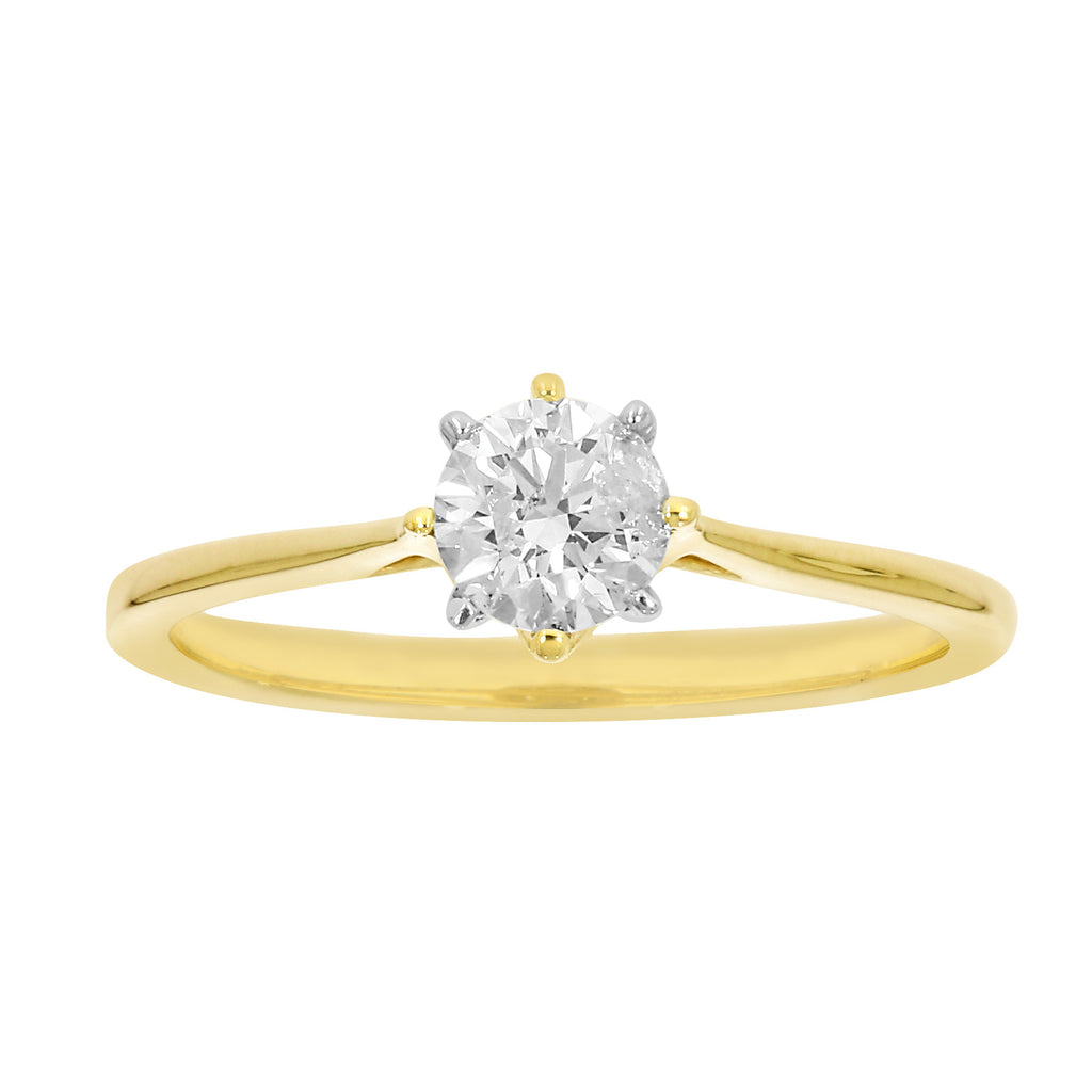 9ct Yellow Gold  1/2 Carat Diamond Solitaire Ring