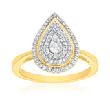 9ct Yellow Gold 1/4 Carat Pear Shape Diamond  Ring