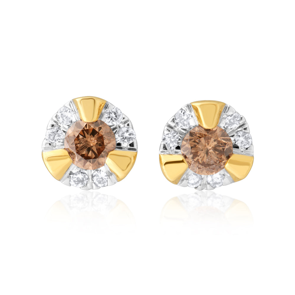 9ct Yellow Gold Australian Champagne Diamond Earrings With 1 4 Carat O 9ct Yellow Gold Australian Champagne Diamond Earrings With 1 4 Carat O