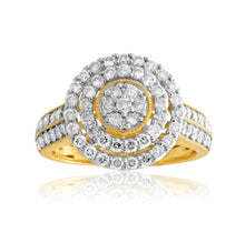 Load image into Gallery viewer, 9ct Yellow Gold 1 Carat Diamond Dress Ring