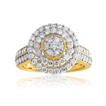 9ct Yellow Gold 1 Carat Diamond Dress Ring