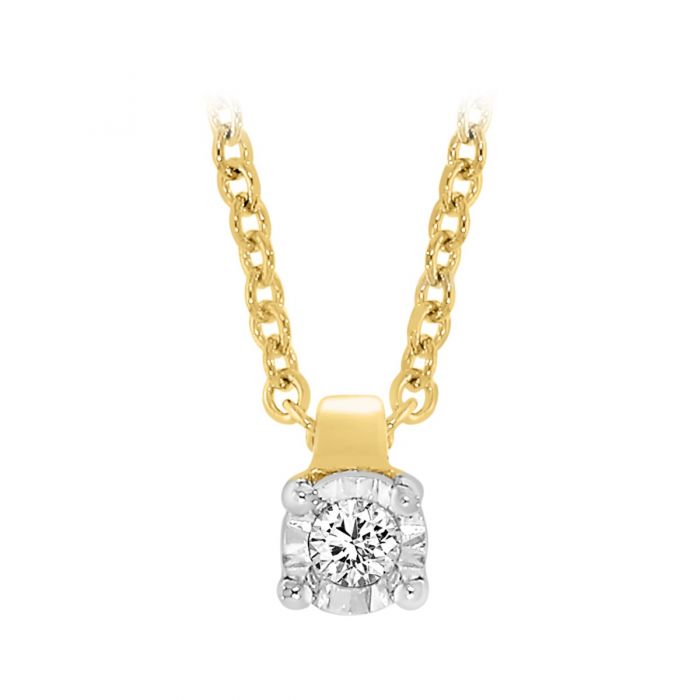 9ct Yellow Gold Diamond Pendant on 45cm Chain