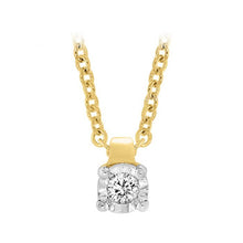 Load image into Gallery viewer, 9ct Yellow Gold Diamond Pendant on 45cm Chain