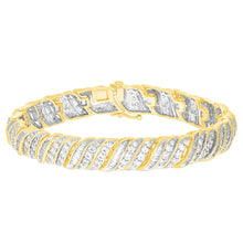 Load image into Gallery viewer, 9ct Yellow Gold 5 Carat Diamond  18.5cm Bracelet with Brilliants and Baguettes