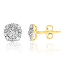 Load image into Gallery viewer, 9ct Yellow Gold 1/2 Carat  Diamond Stud Earrings