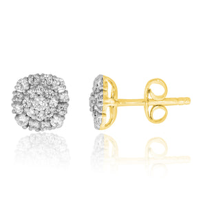 9ct Yellow Gold 1/2 Carat Diamond Stud Earrings