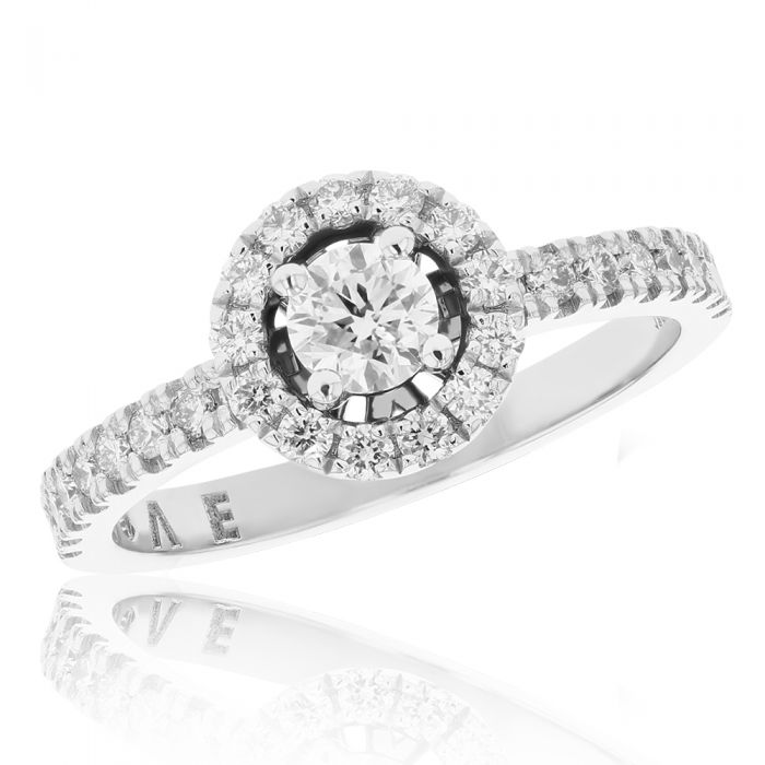 0.67ct Diamond Halo Ring in 18ct White Gold