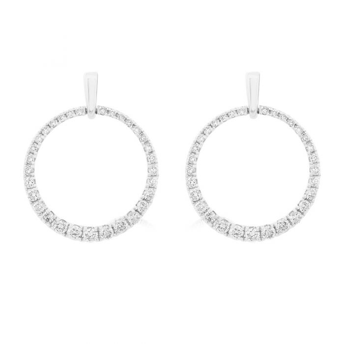 1/2 Carat Diamond Circle Earrings in White Gold
