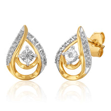 Load image into Gallery viewer, 9ct Yellow Gold Diamond Stud Earring with 30 Diamonds