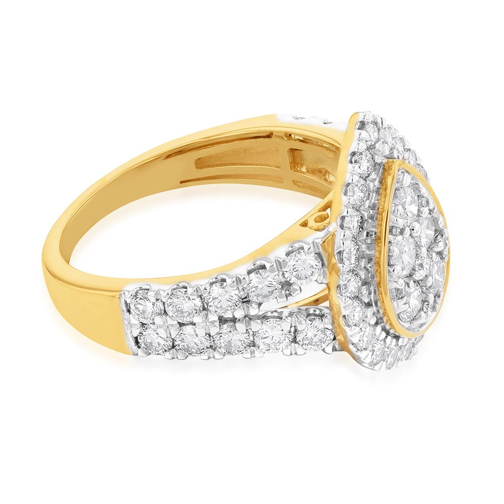 9ct Yellow Gold 2 Carat Diamond Ring with Brilliant Cut Diamonds