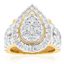 Load image into Gallery viewer, 9ct Yellow Gold 4 Carat Diamond Ring with Brilliant Cut Diamonds