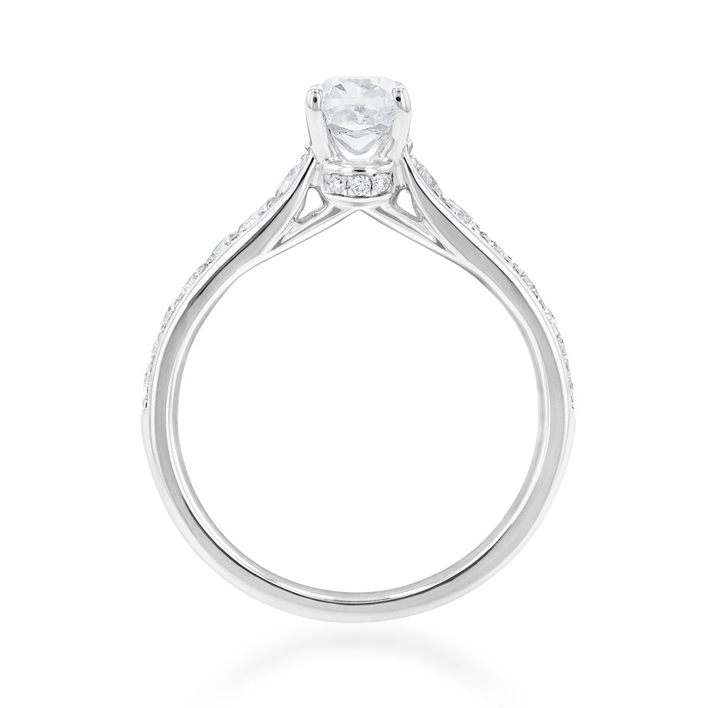 14ct White Gold 1.40 Carat Ring with Cushion Cut Centre Diamond